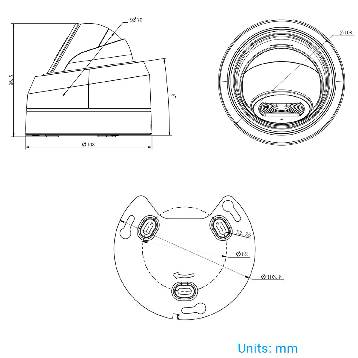 Milesight H.265+ AF Motoriseret Mini Dome Netværkskamera, hvid Milesight H.265+ AF Motoriseret Mini Dome Netværkskamera, hvid